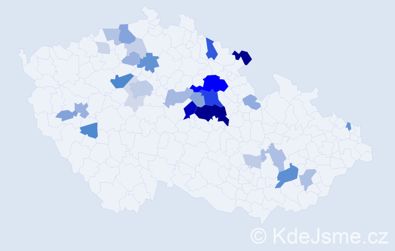 Příjmení: 'Labuť', počet výskytů 104 v celé ČR