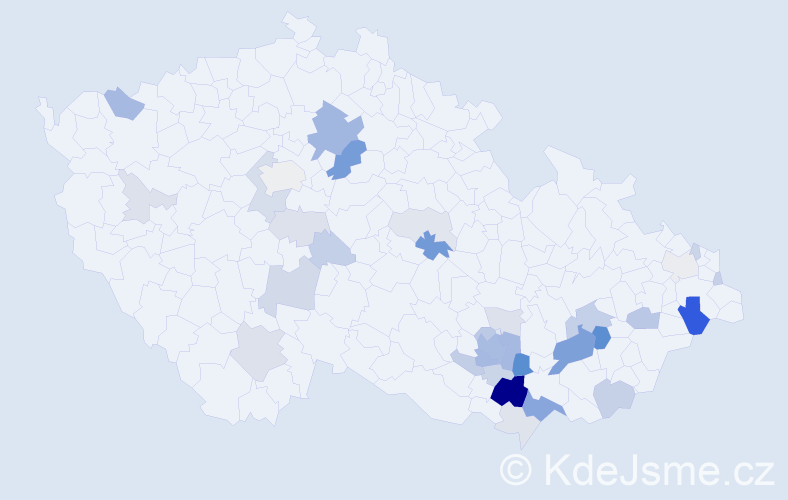Příjmení: 'Rozkydalová', počet výskytů 105 v celé ČR