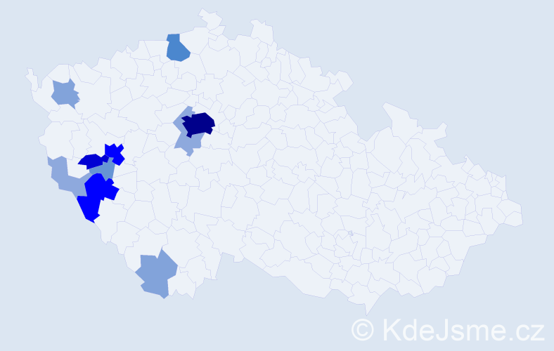 Příjmení: 'Pošarová', počet výskytů 40 v celé ČR