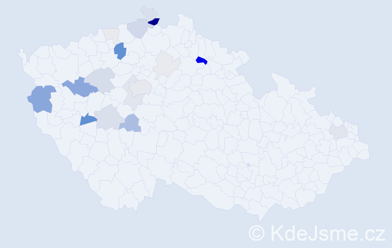 Příjmení: 'Deus', počet výskytů 65 v celé ČR