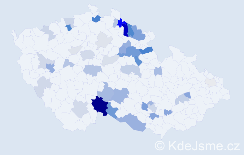 Příjmení: 'Krafková', počet výskytů 122 v celé ČR