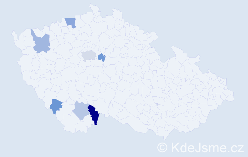 Příjmení: 'Bubal', počet výskytů 19 v celé ČR