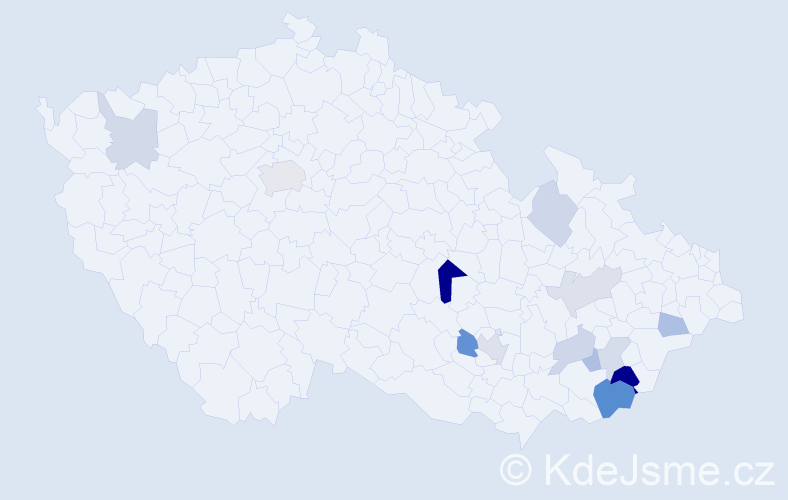 Příjmení: 'Maca', počet výskytů 27 v celé ČR