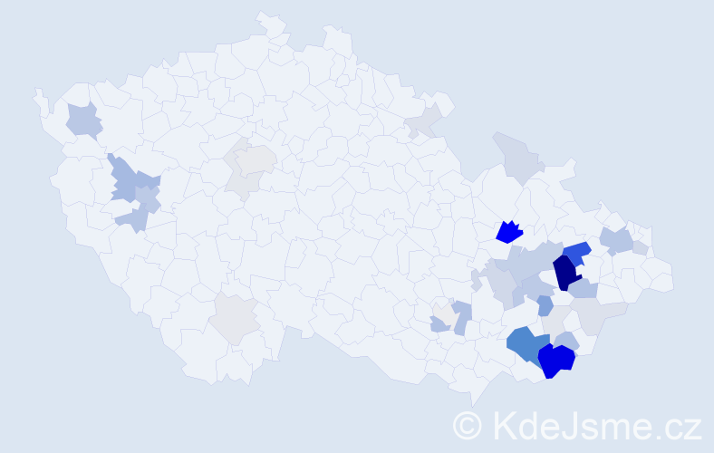 Příjmení: 'Klabačka', počet výskytů 107 v celé ČR