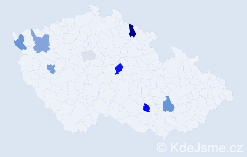 Příjmení: 'Klamová', počet výskytů 20 v celé ČR