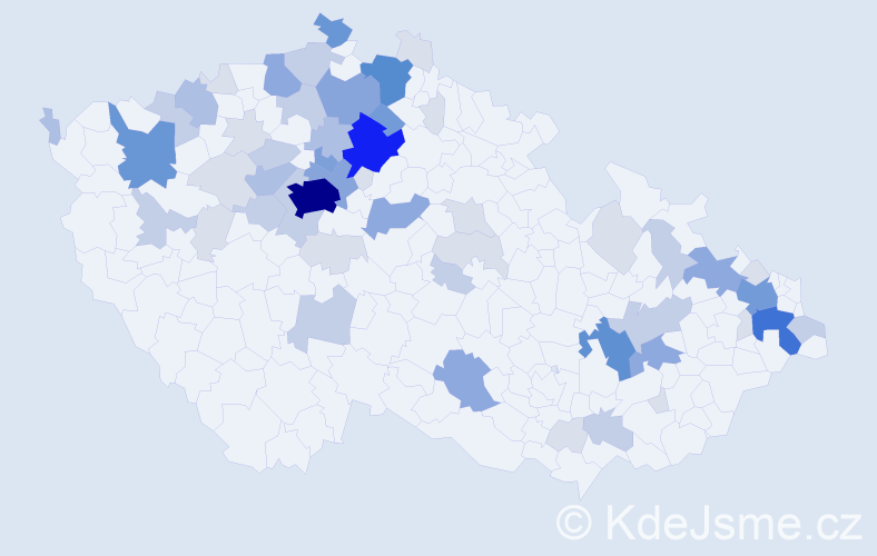 Příjmení: 'Máj', počet výskytů 188 v celé ČR