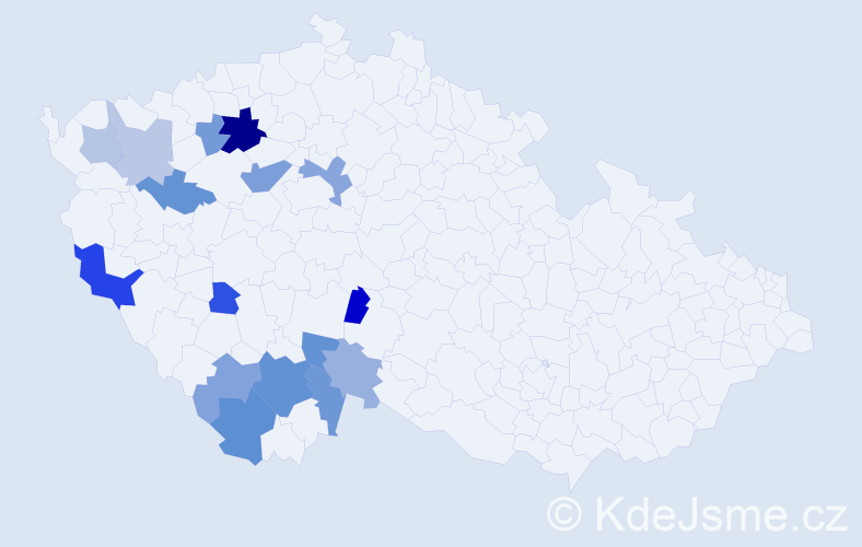 Příjmení: 'Bombalová', počet výskytů 30 v celé ČR