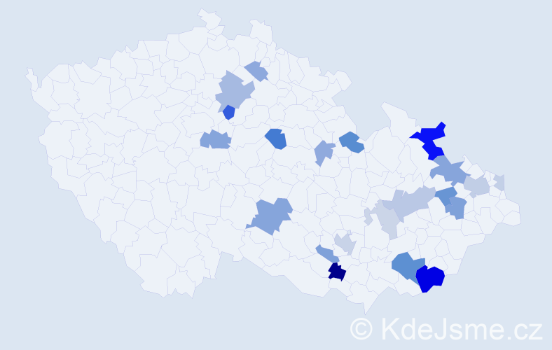 Příjmení: 'Gregárková', počet výskytů 51 v celé ČR