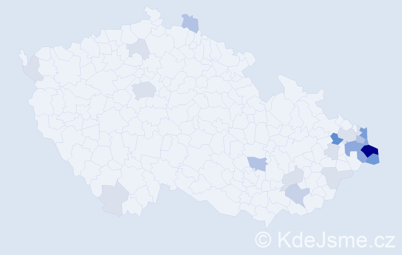Příjmení: 'Madziová', počet výskytů 77 v celé ČR