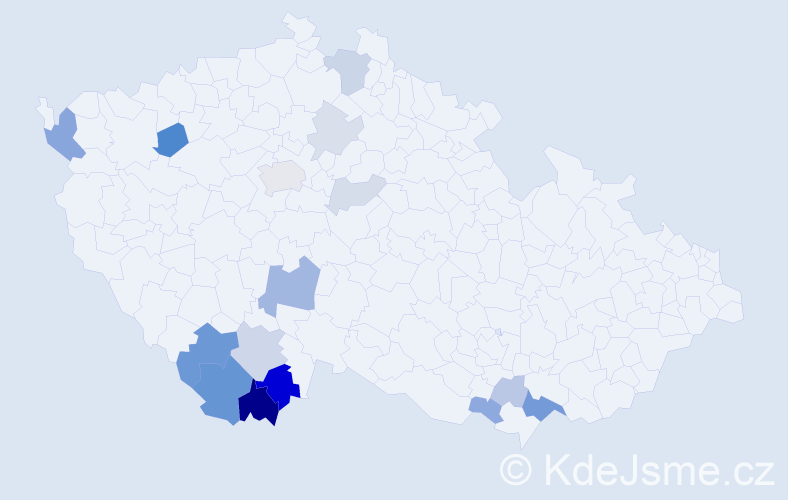 Příjmení: 'Bireš', počet výskytů 41 v celé ČR