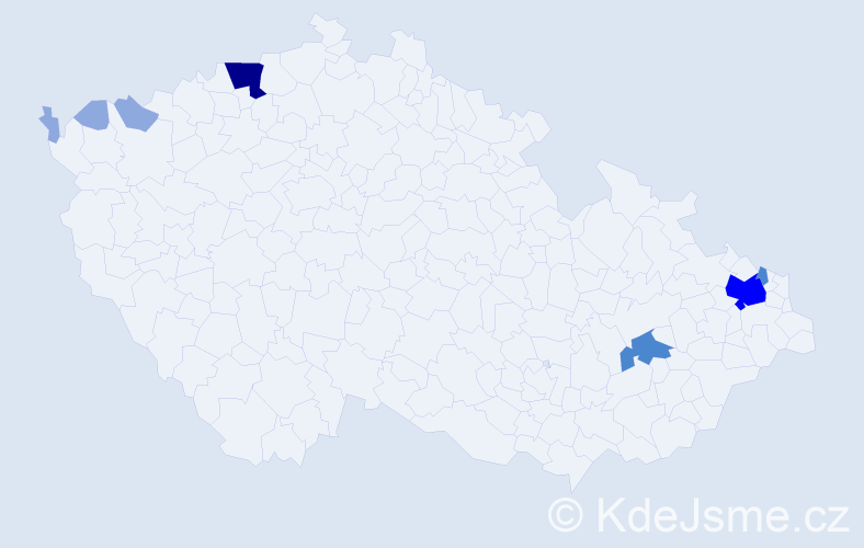 Příjmení: 'Kosinská', počet výskytů 16 v celé ČR