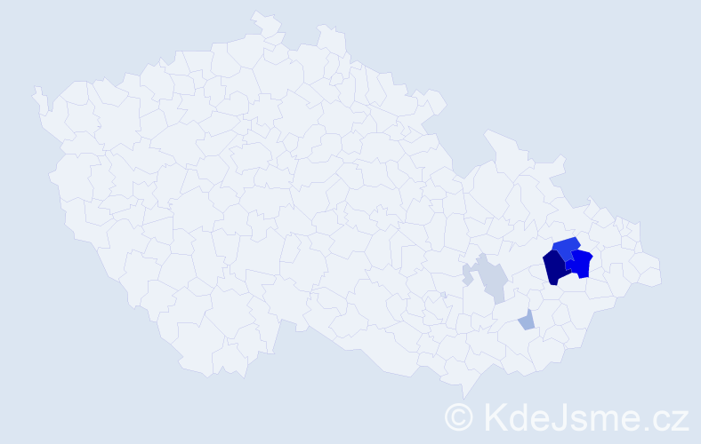 Příjmení: 'Prokl', počet výskytů 17 v celé ČR