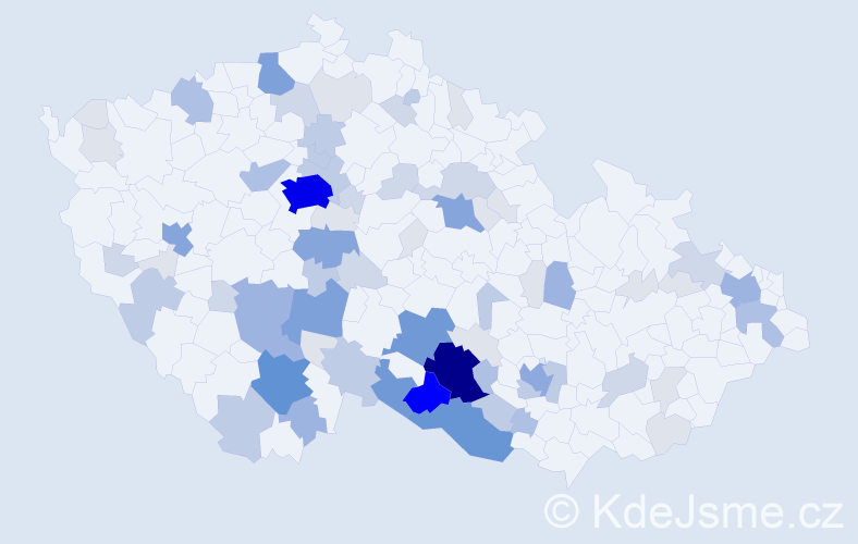 Příjmení: 'Šabatková', počet výskytů 284 v celé ČR