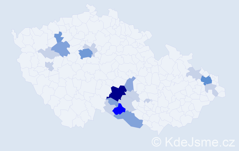 Příjmení: 'Cvaková', počet výskytů 54 v celé ČR