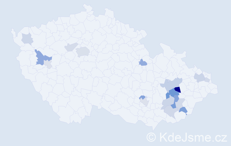 Příjmení: 'Obadálková', počet výskytů 36 v celé ČR