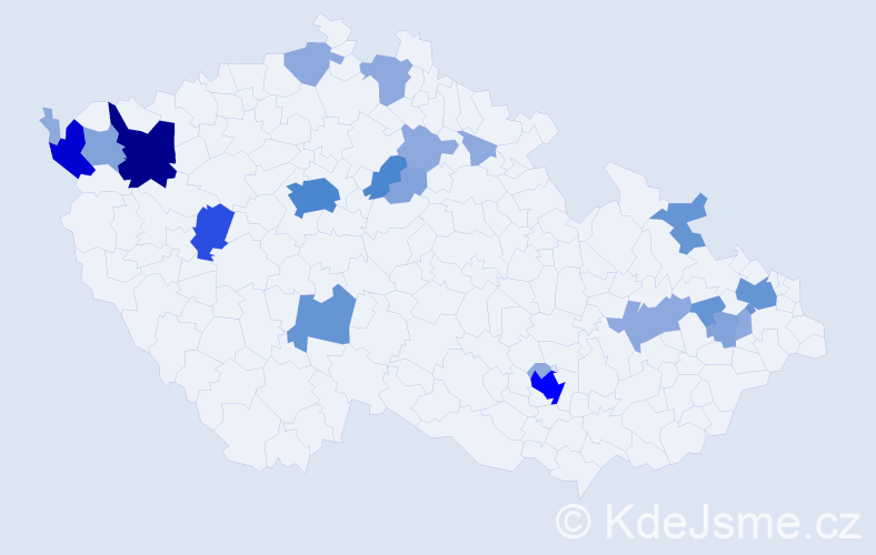 Příjmení: 'Bikar', počet výskytů 60 v celé ČR
