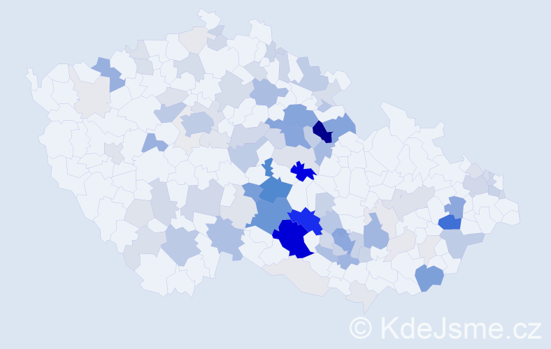 Příjmení: 'Voda', počet výskytů 376 v celé ČR