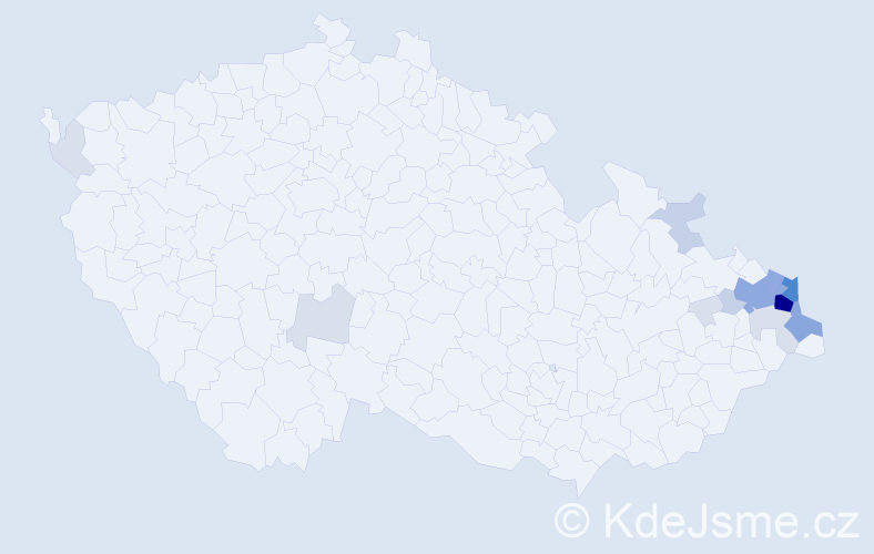 Příjmení: 'Kniezková', počet výskytů 64 v celé ČR