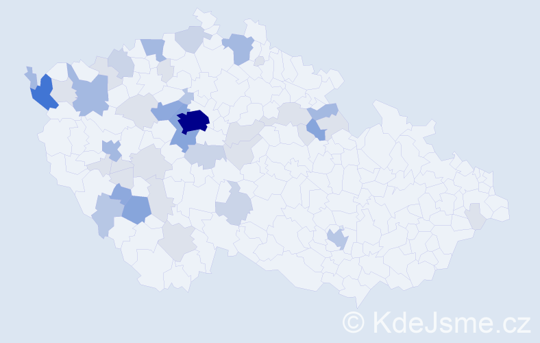 Příjmení: 'Kába', počet výskytů 126 v celé ČR