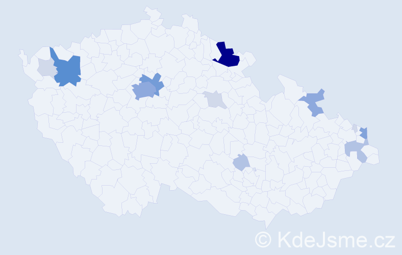 Příjmení: 'Duch', počet výskytů 47 v celé ČR
