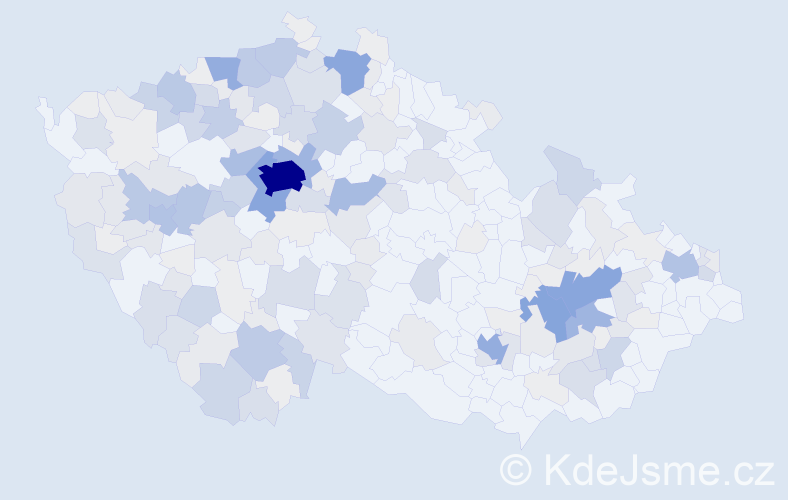 Příjmení: 'Mráček', počet výskytů 833 v celé ČR