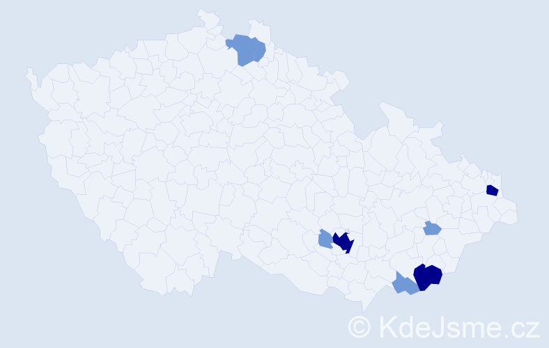 Příjmení: 'Zajdová', počet výskytů 28 v celé ČR