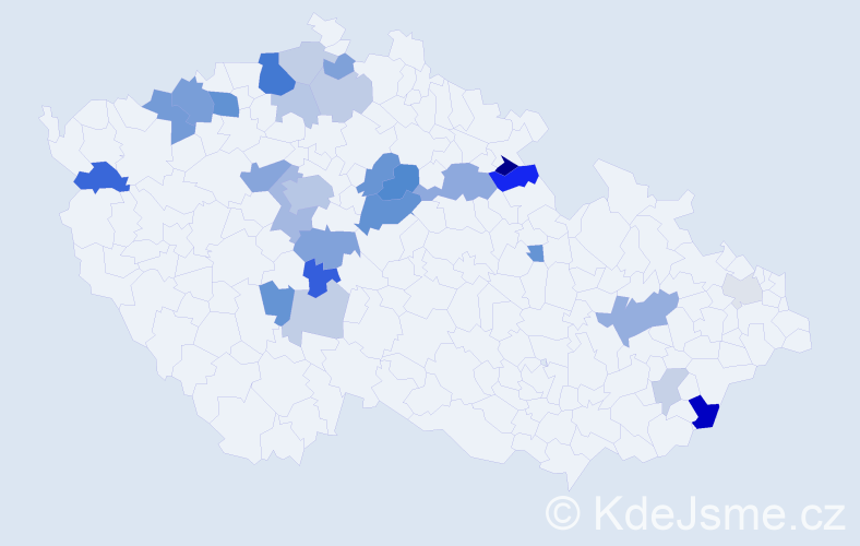 Příjmení: 'Baláčková', počet výskytů 67 v celé ČR