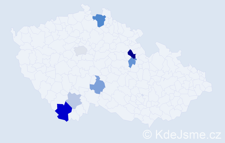 Příjmení: 'Klajl', počet výskytů 14 v celé ČR