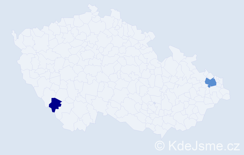 Příjmení: 'Mocsko', počet výskytů 6 v celé ČR