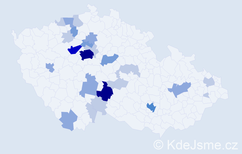 Příjmení: 'Vojna', počet výskytů 71 v celé ČR