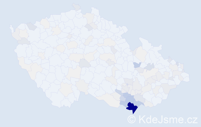 Příjmení: 'Osička', počet výskytů 641 v celé ČR