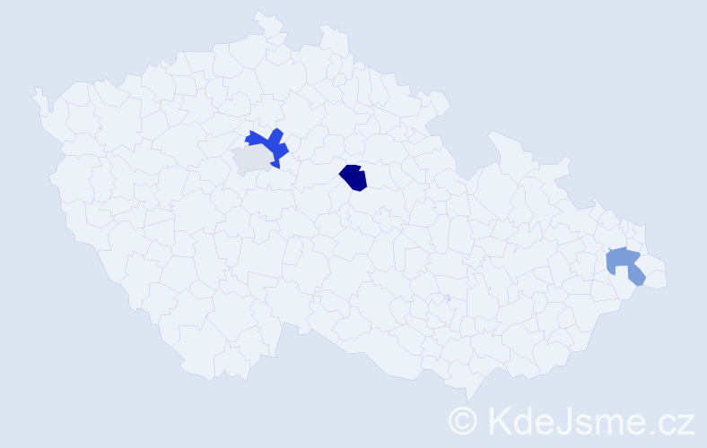 Příjmení: 'Tall', počet výskytů 5 v celé ČR