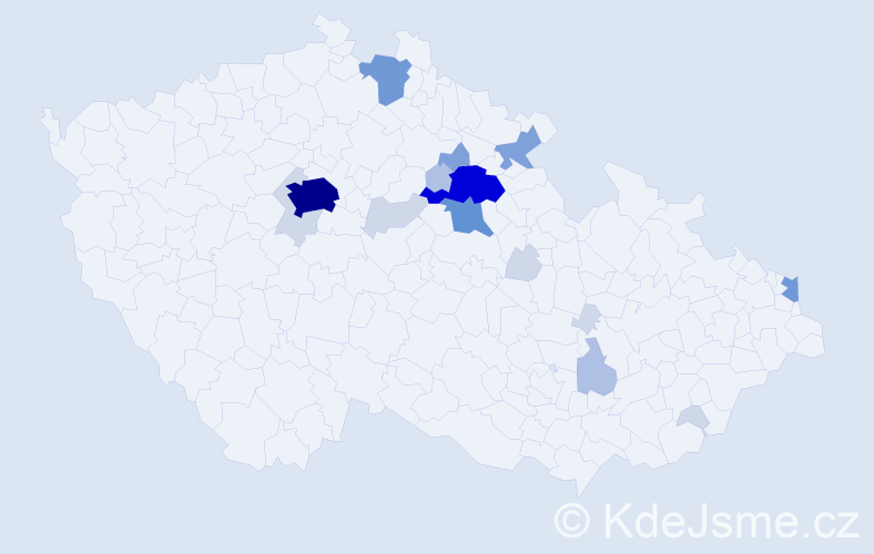 Příjmení: 'Tluková', počet výskytů 61 v celé ČR