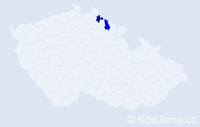 Příjmení: 'Vytrval', počet výskytů 3 v celé ČR