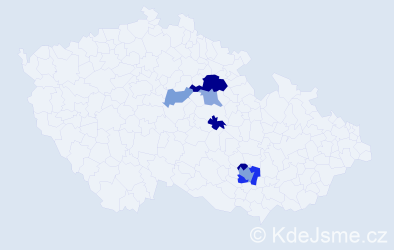 Příjmení: 'Klofera', počet výskytů 14 v celé ČR