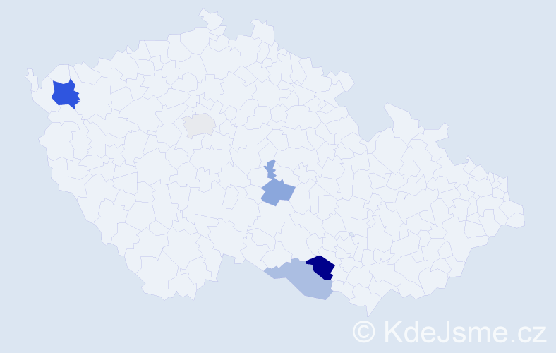 Příjmení: 'Mühlhauserová', počet výskytů 9 v celé ČR