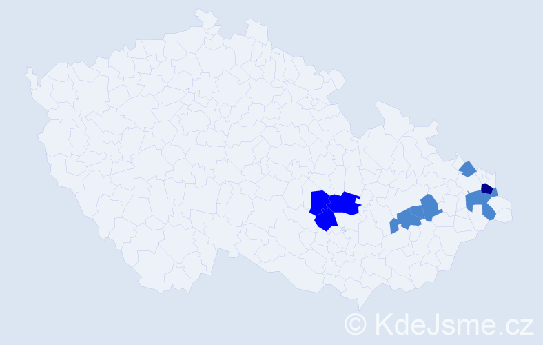 Příjmení: 'Drbušková', počet výskytů 15 v celé ČR