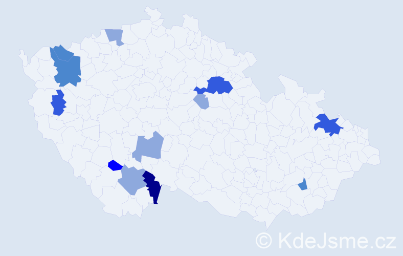 Příjmení: 'Kurš', počet výskytů 28 v celé ČR