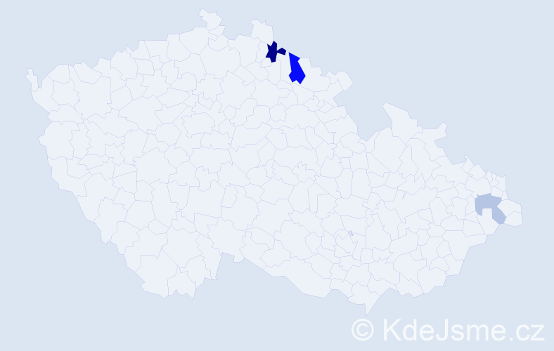 Příjmení: 'Vytrval', počet výskytů 5 v celé ČR