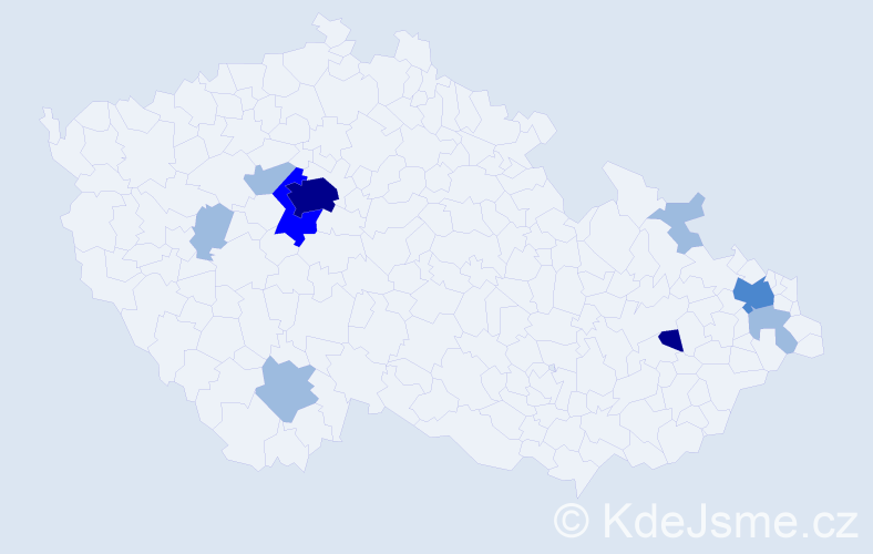 Příjmení: 'Mišeková', počet výskytů 18 v celé ČR