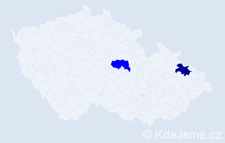Příjmení: 'Krádl', počet výskytů 5 v celé ČR