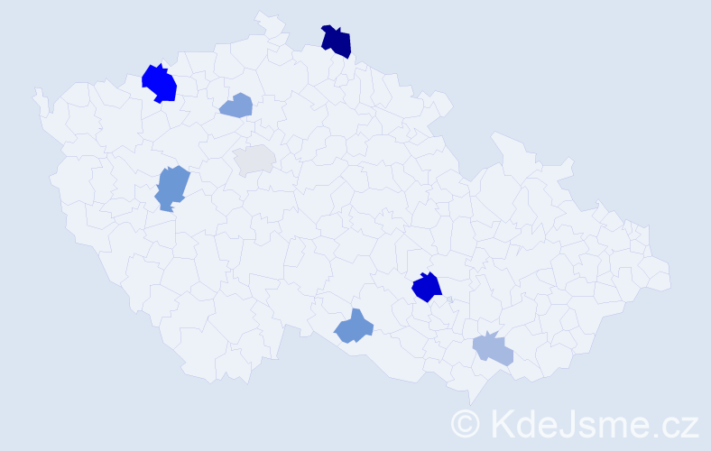 Příjmení: 'Magni', počet výskytů 20 v celé ČR
