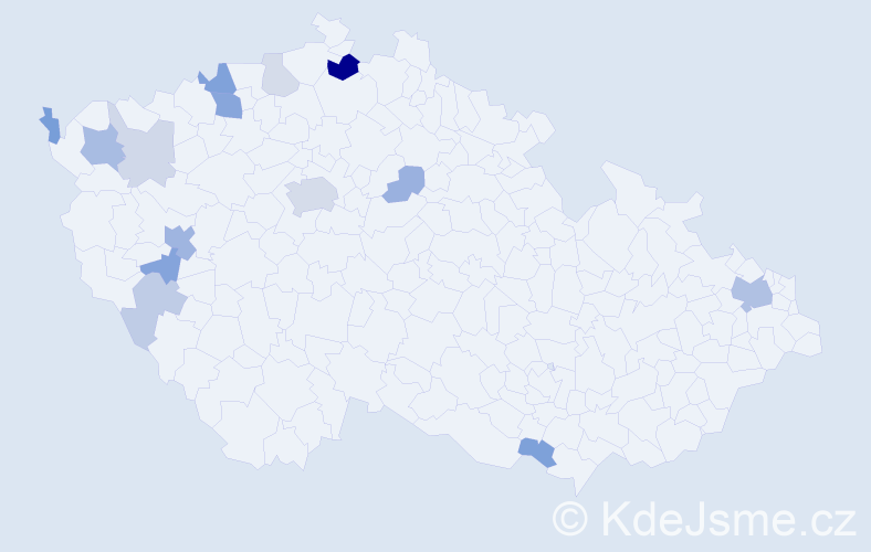 Příjmení: 'Kunca', počet výskytů 35 v celé ČR