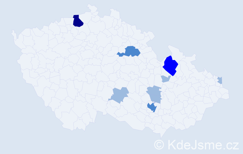 Příjmení: 'Lewandowski', počet výskytů 16 v celé ČR