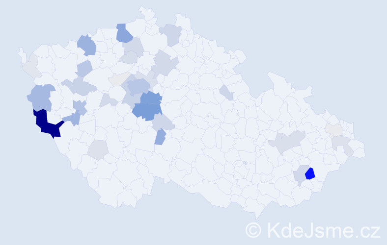 Příjmení: 'Kůstková', počet výskytů 156 v celé ČR