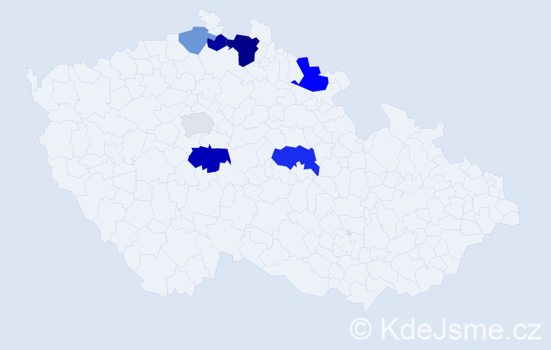 Příjmení: 'Vychroňová', počet výskytů 13 v celé ČR