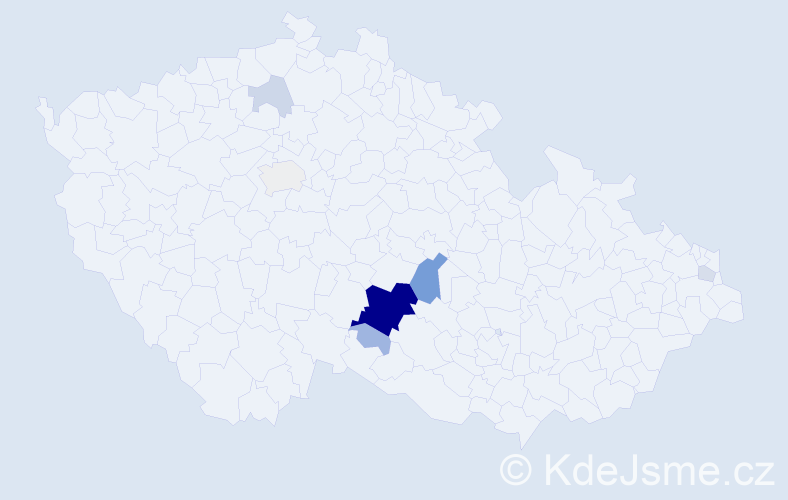 Příjmení: 'Kodys', počet výskytů 50 v celé ČR