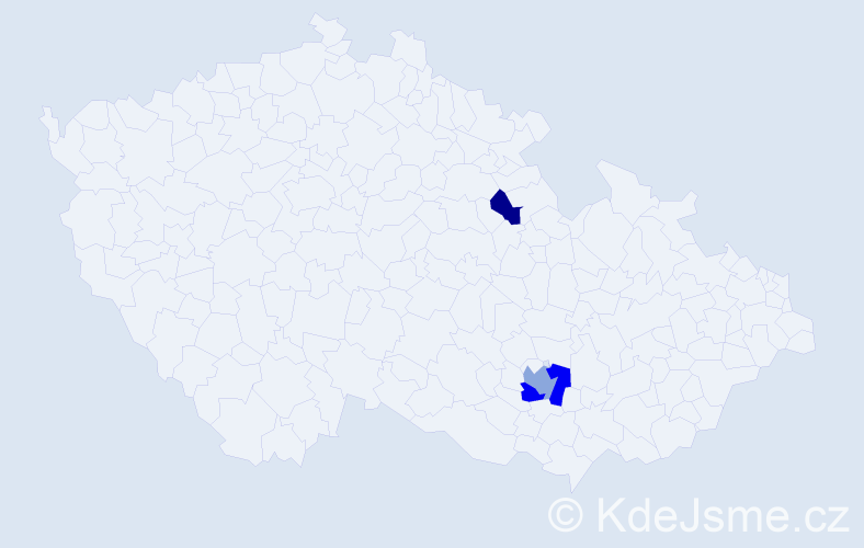 Příjmení: 'Mošat', počet výskytů 5 v celé ČR