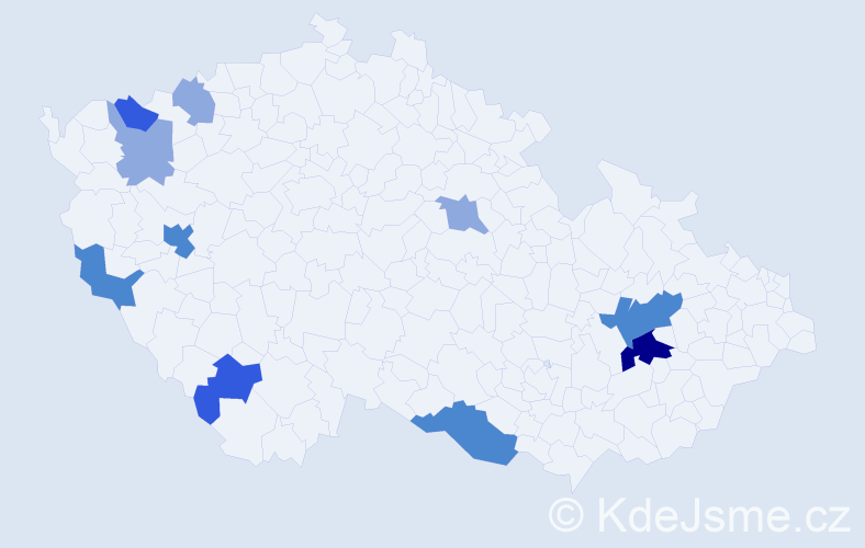 Příjmení: 'Kobanová', počet výskytů 22 v celé ČR