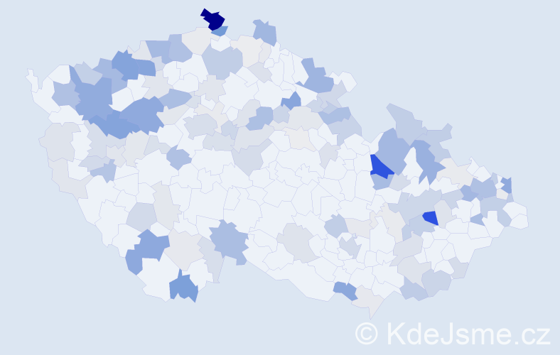 Příjmení: 'Kuruc', počet výskytů 366 v celé ČR